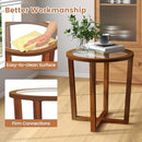 COSTWAY Round End Table Rustic Glass Top Nightstand Solid Acacia Wood Frame - Brand New