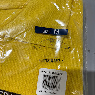 GALAXY BY HARVIC MEN'S LONG SLEEVE PIQUE POLO SHIRT - SIZE: MEN M - YELLOW - Brand New