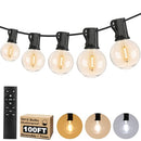 HANDWELL 100FT OUTDOOR G40 LED GLOBE STRING LIGHTS, BW PARTY, HW-CMPC-O50XA-BLK - Like New
