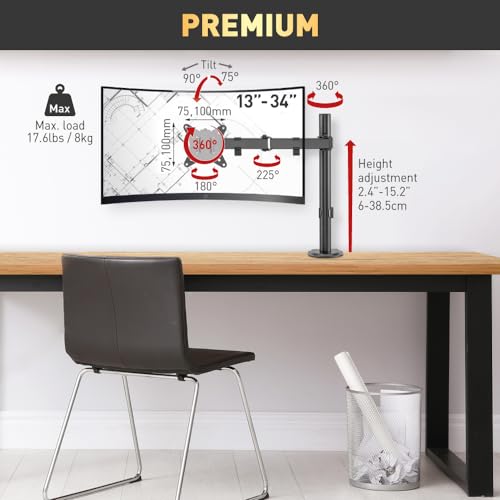 Barkan Monitor Desk Mount Flat/Curved Screens Sizes 13-34" Full Motion - BLACK Like New