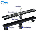 Linear Shower Drain 24 Inch Rectangular Capsule Pattern Grate Removable Mat - Brand New