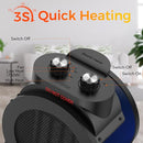 ELEVOKE NFJ-9 Space Heater 1500W PTC Electric Heater 90°Adjustable Angle -Blue - Brand New
