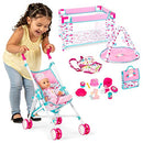 Best Choice 15-Piece Playset w/Stroller Travel Cot Baby Doll 13.5" B085KXZBFW - Brand New