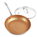 HLAFRG 10 INCH FRYING PAN WITH LID MARBLE SKILLET STONE-DERIVED COATING - COPPER - Like New