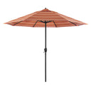 CALIFORNIA UMBRELLA 9' RD ALUMINUM PATIO UMBRELLA CRANK LIFT BLACK RUBY STRIPE - Like New