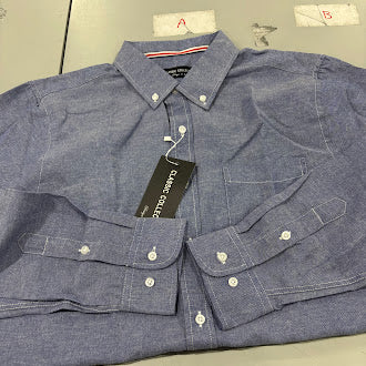 CLASSIC COLLECTION LONG SLEEVE COLLAR SHIRT - SIZE: MEN S - BLUE - Brand New