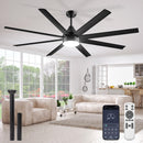 MATULSA 72 Inch Large Ceiling Fans Lights Remote/APP Control - Black - Like New