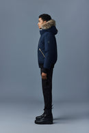 MACKAGE MEN'S DIXON FUR-TRIMMED DOWN BOMBER JACKET NAVY SIZE 38 SIZE M - Like New