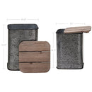 RUSTOWN Farmhouse Accent Side Table, Set of 2 Storage Ottoman B0B12PPHQH - Brown - Brand New