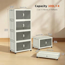 CETOMO 100L*4 PLASTIC FOLDABLE STORAGE BOXES WITH LID FOLDING STORAGE CABINET - Like New