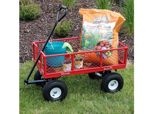 SUNNYDAZE DÉCOR UTILITY CART WITH REMOVABLE FOLDING SIDES - RED - Like New