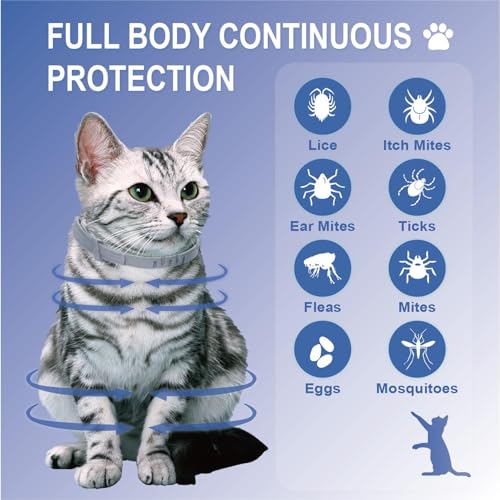 ADVANLLENT FLEA COLLAR FOR CATS, FLEA AND TICK COLLARS FOR KITTENS, GRAY - Brand New