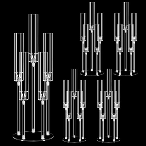 CHEROCITO 4 SET 5 ARMS ACRYLIC CANDELABRA CENTERPIECES WEDDING TABLE - CLEAR - Like New
