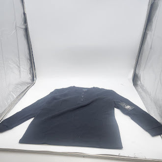 BLUE ICE MENS CHARCOAL LONG SLEEVE STRETCH HENLEY SHIR - SIZE: MEN S - BLACK - Brand New