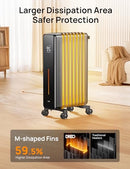 DREO 1500W RADIATOR HEATER PORTABLE SPACE OIL FILLED WITH REMOTE CONTROL - GRAY - Like New