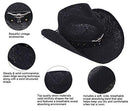 Livingston Men & Women's Woven Straw Cowboy Hat w/Hat Band - OS, Black - Like New