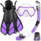 ZEEPORTE MASK FIN SNORKEL SET, TRAVEL SIZE, S/M 4 1/2- 8 1/2 - PURPLE - Like New