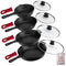 Cuisinel Cast Iron Skillets Set - 6"+8"+10+12"-Inch + Glass Lids + Silicone - Like New