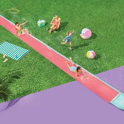 SUN SQUAD 40' DOUBLE INFLATABLE WATER SLIDES XL - PINK/BLUE - Like New