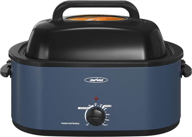 Sunvivi Roaster Oven 22Qt Electric Roaster Oven with Self-Basting Lid - Blue - Like New