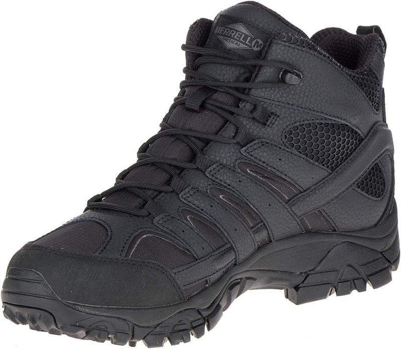 MERRELL MEN'S MOAB 2 MID WP MILITARY BOOTS WIDE WIDTH - SIZE: MEN 10.5W - BLACK - Like New