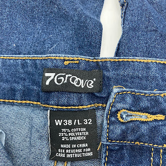 7GROOVE MEN'S JEANS STRAIGHT DENIM - SIZE: MEN 38/32 - MD. BLUE - Brand New