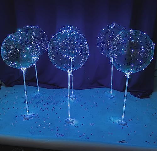 LIGHTSFEVER 6PC LED LIGHT UP BALLOON WITH STICKS BATTERYS DIY KIT - BLUE - Like New