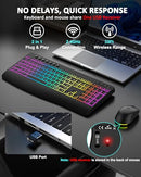 EDJO WIRELESS KEYBOARD MOUSE COMBO 9 BACKLIT EFFECTS MK228 - BLACK - Like New