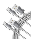 ANKER USB TO USB C CABLE [2 PACK, 6FT] USB A TO USB C CHARGER CORD - SILVER - Like New
