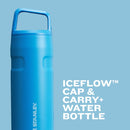 STANLEY ICEFLOW CAP AND CARRY WATER BOTTLE | WIDE MOUTH TWIST LID | 16 OZ - FOG - Like New
