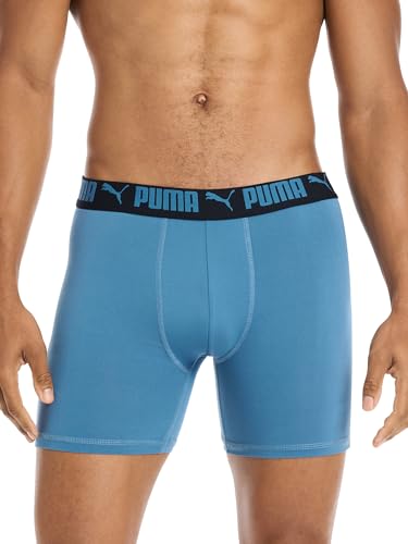 PFA23M151776 PUMA MEN 4 PACK ACTIVE STRETCH BOXER BRIEFS BLUE COMBO SIZE L - Like New