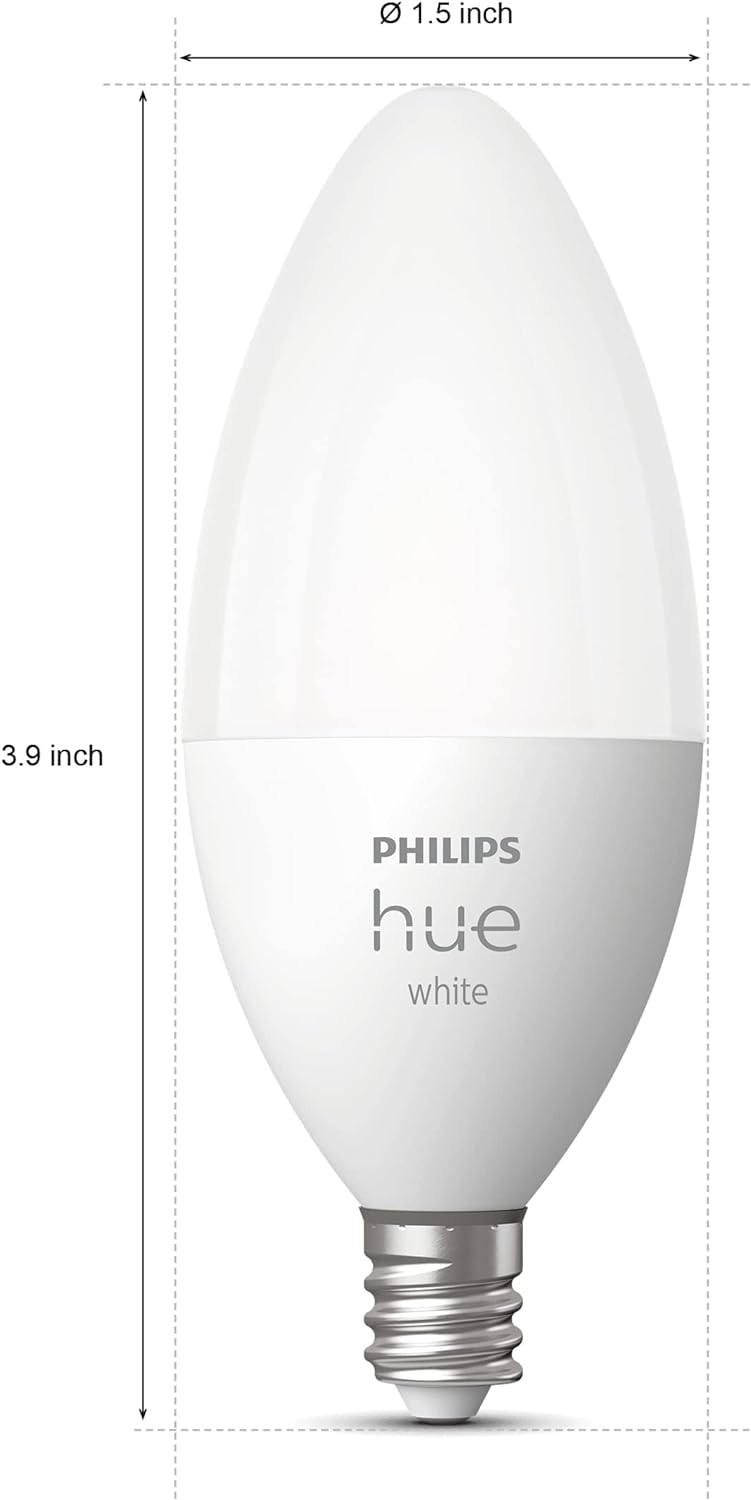 Philips Hue 40W E12 White LED Smart Candle, Pack of 2 Like New