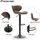 ALPHA HOME 2 Pack Swivel Stools, PU Leather, Adjustable Counter Height - Brown - Brand New