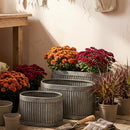 French Country Oval Chubby Belly Planters, Grey, Set of 3, 24.5, 20, 14.5 " - Brand New