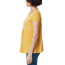 1586162 WOMEN EMBROIDERED TEE CREWNECK SHORT SLEEVE T SHIRT YELLOW X-LARGE - Brand New