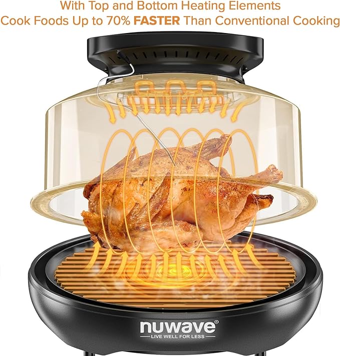 Nuwave Primo Air Fryer Toaster Oven Countertop Top & Grill Bottom 20601 - Black Like New