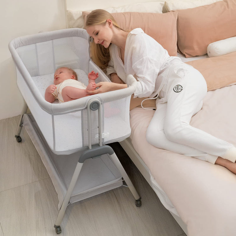 ANGELBLISS BABY BASSINET BEDSIDE SLEEPER EASY FOLDING PORTABLE MATTRESS - BEIGE - Like New