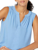 AMAZON ESSENTIALS WOMEN'S SLEEVELESS WOVEN SHIRT - MEDIUM - FRENCH BLUE - Brand New