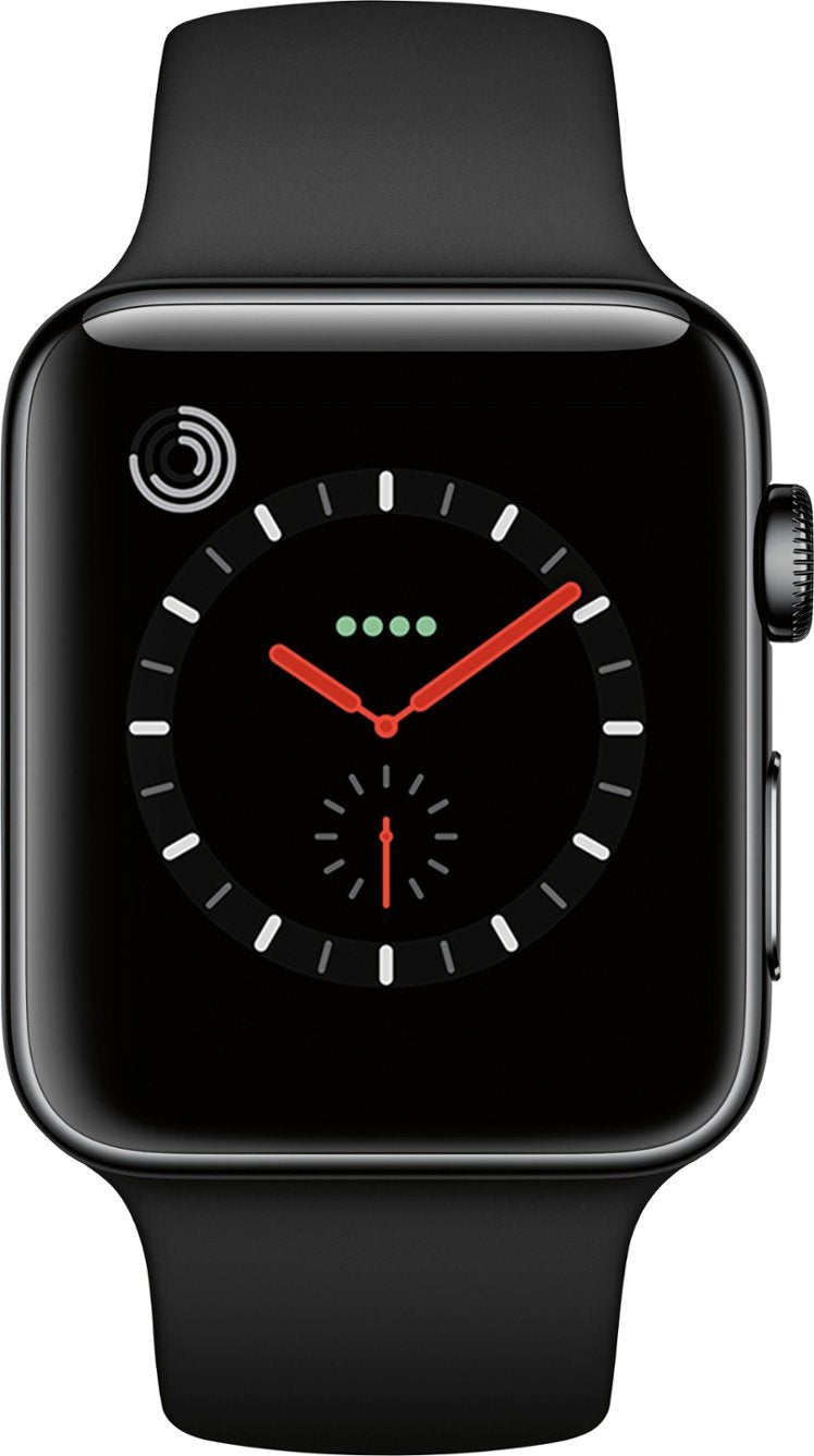 Apple Watch Series 3 42mm MQK92LL/A - Stainless Steel Case Black Sport Band Like New