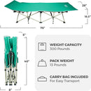 OSAGE RIVER CAMPING COT FOR ADULTS - RATED FOR 300 LBS - MINT GREEN - Like New