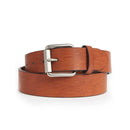 GIORGIO BRUTINI RUGGED LEATHER CASUAL BELT, SIZE M - COGNAC BROWN/BRUSHED NICKLE - Like New