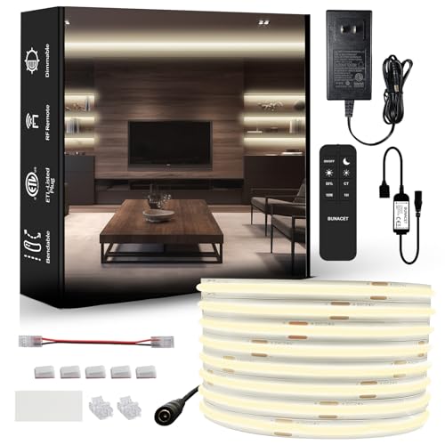 BUNACET COB LED Strip Lights 2880LEDs Bright, 20ft, LED 4000K Daylight Dimmable - Like New