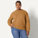 AMAZON ESSENTIALS WOMEN'S OVERSIZED MOHAIR CREWNECK SWEATER CAMEL HEATHER S - Like New