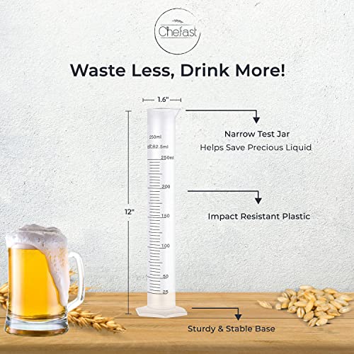 CHEFAST TRIPLE-SCALE HYDROMETER KIT PLASTIC TEST JAR WINE BEER MEAD KOMBUCHA - Like New