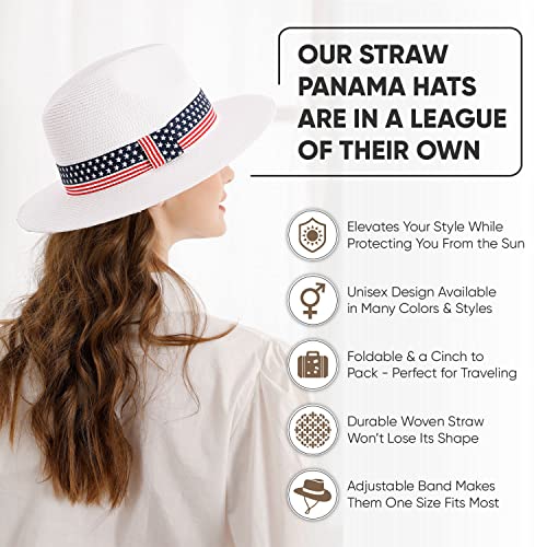 Livingston Wide Brim Straw Panama Hat Stylish Lightweight Breathable - Flagbelt - Brand New