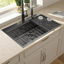 Lordear 30 Inch Black Kitchen Sink Single Bowl Workstation Sinks 16 Gauge - Like New