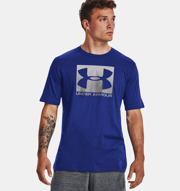 UNDER ARMOUR MEN'S UA BOXED SHORT SLEEVE T-SHIRT - SIZE: MEN M - ROYAL/GRAPHITE - Brand New