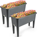 YUNGYAN 2 PCS 13.2 GALLON RAISED GARDEN BED PLASTIC PLANTER - GREY - Like New