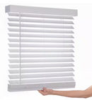 HOME DECORATORS COLLECTION WHITE CORDLESS FAUX WOOD BLINDS - WHITE - Like New