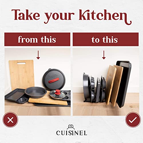 CUISINEL LID AND DISH ORGANIZER RACK, SATIN NICKEL - Like New